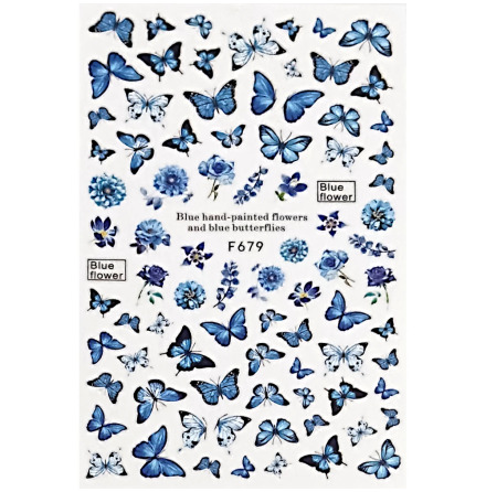 Fjrilar Nagelstickers blommor bl